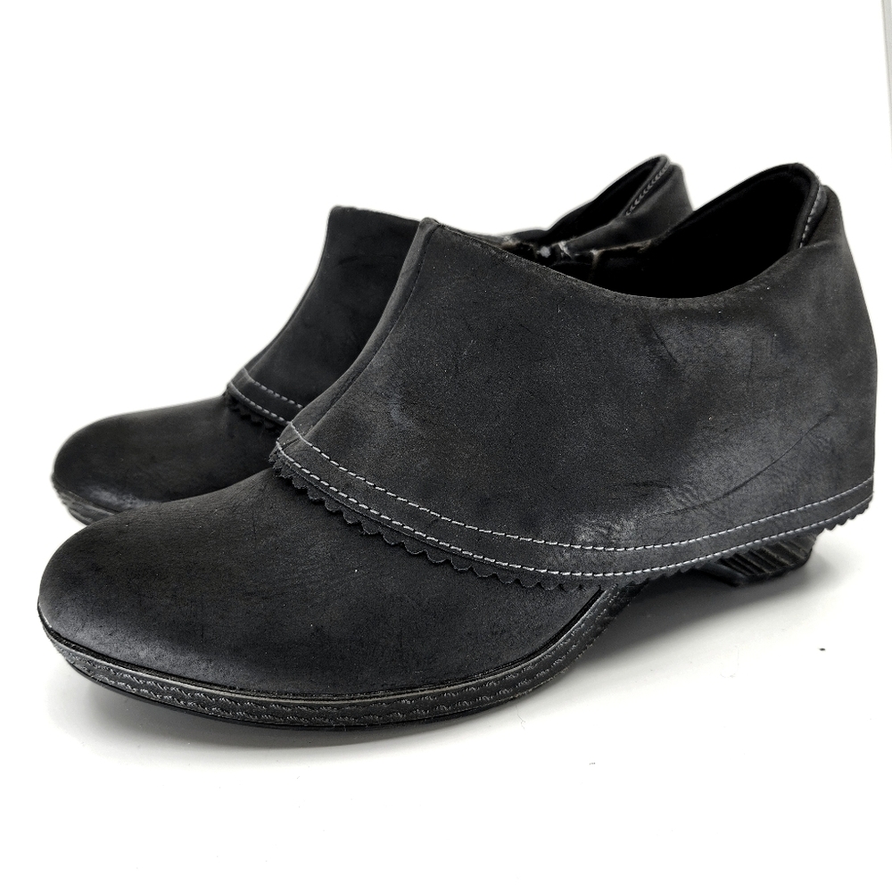 Dr. Scholl's Black Fold Over Faux Leather Ankle Booties EUC Womens Size 7 1/2